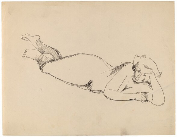 Nude Reclining to the Right, Head Propped on Left Hand