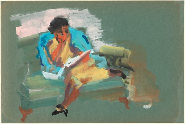Woman Seated on a Sofa Reading