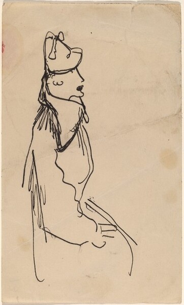 Seated Woman in Hat, Facing Left in Profile