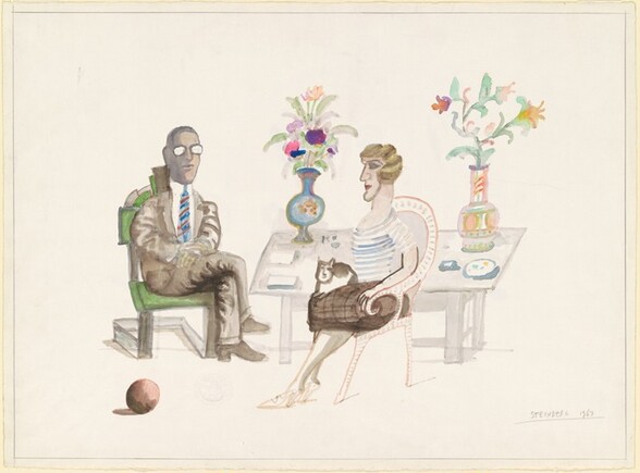 Untitled (Seated Man and Seated Woman with a Cat on Her Lap) [recto]