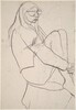 Untitled [seated woman with long hair and glasses] [verso]