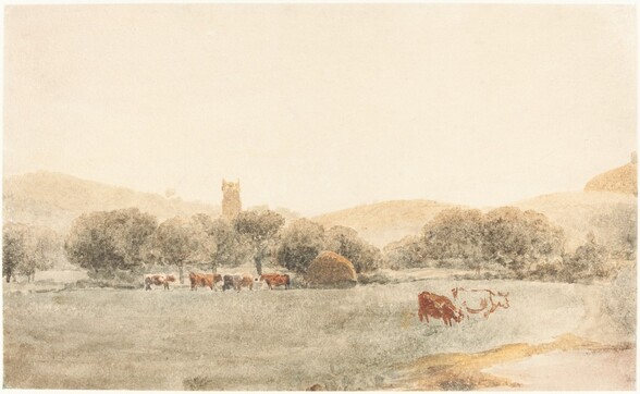 A Meadow with Cattle near Glastonbury