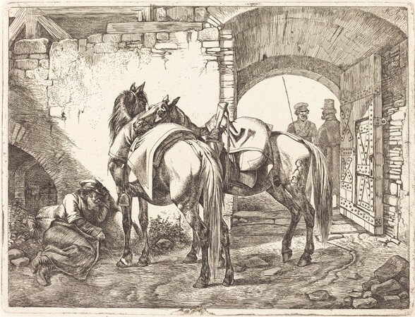 Cossack Horses in a Courtyard
