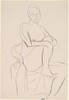 Untitled [seated female nude with leg pulled into chair] [recto]