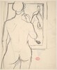 Untitled [standing nude applying lipstick in a mirror] [recto]