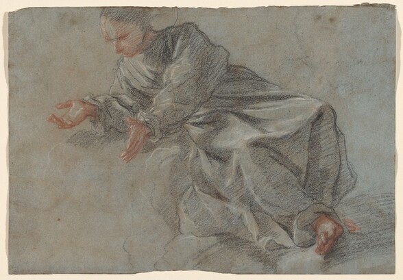 A Monk Seated with Arms Outstretched [Study for the Virgin in the Vision of Blessed Felice da Cantalice]