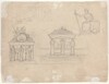 Studies of Classical Temple Facades and Seated Female Figure [verso]