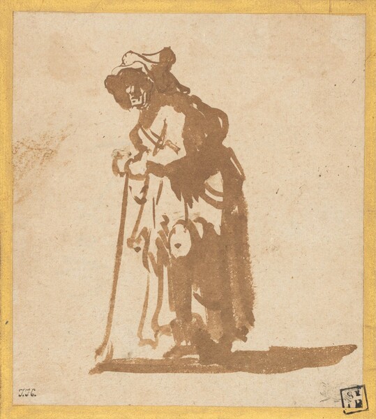 Beggar Woman Leaning on a Stick