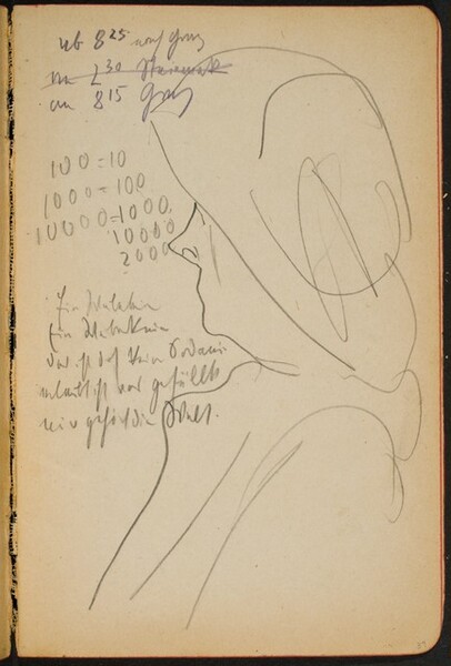 weibliches Profil mit Hut, Notizen (Woman with Hat, Notations) [p. 39]