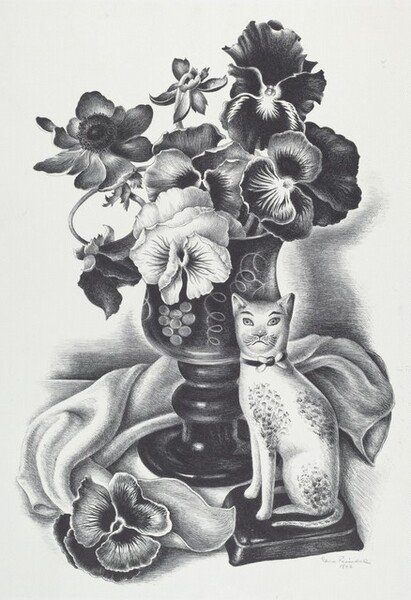 Untitled (Still Life with Flowers and China Cat)