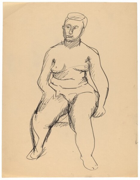Seated Female Nude, Right Hand on Right Thigh, Frontal View