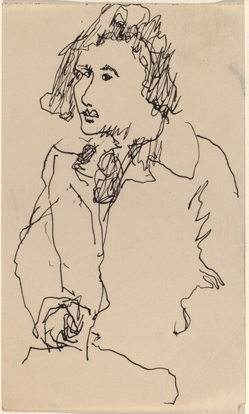 Bust-length Sketch of Woman in Coat and Scarf