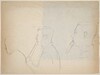 Untitled [three studies: head of a man playing a wind instrument] [verso]