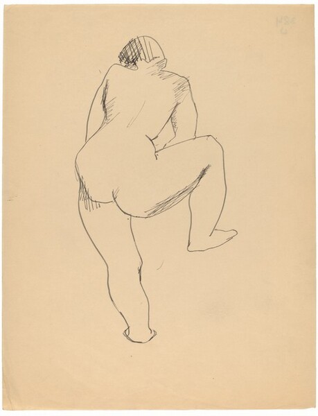 Standing Nude with Right Leg Raised, Seen from the Back