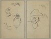 Two Breton Figures and Studies of Two Geese; Man Wearing Hat [verso]