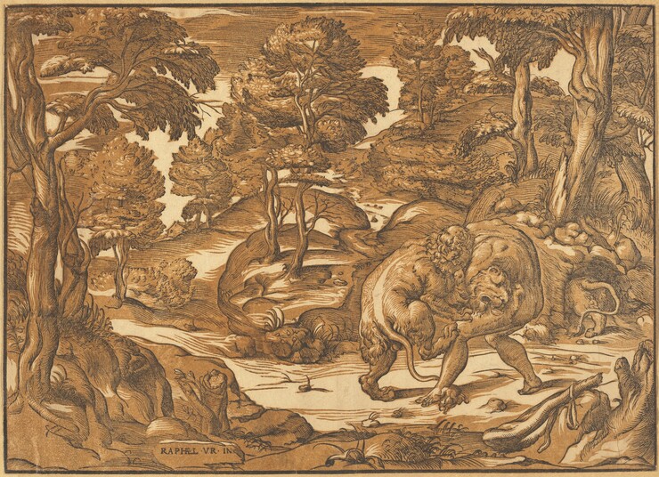 Nicolò Boldrini, Raphael, Hercules and the Nemean Lion, c. 1566c. 1566