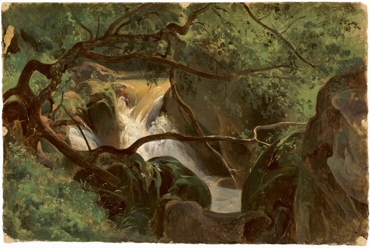André Giroux, Forest Interior with a Waterfall, Papigno, 1825/1830