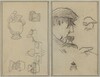 Studies of Jugs and Vases; A Man with Moustache and a Boy with a Hat [recto]