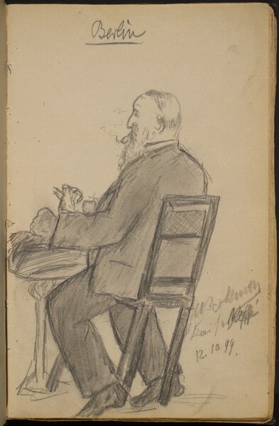 Bearded Man at a Cafe Table, Smoking