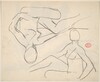 Untitled [studies of a seated female nude]