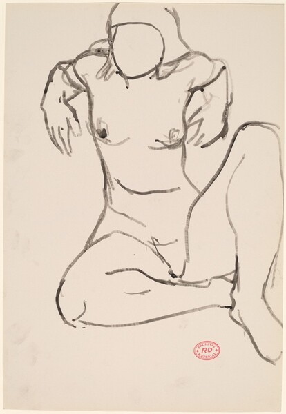 Untitled [seated female nude with her elbows raised behind her]