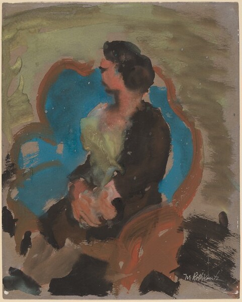 Woman in a Large Blue Chair