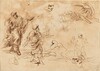 Studies for a Biblical Scene with God the Father Appearing to a Bearded Male Figure