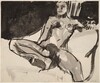 Untitled [female nude resting with her right leg in the seat] [verso]