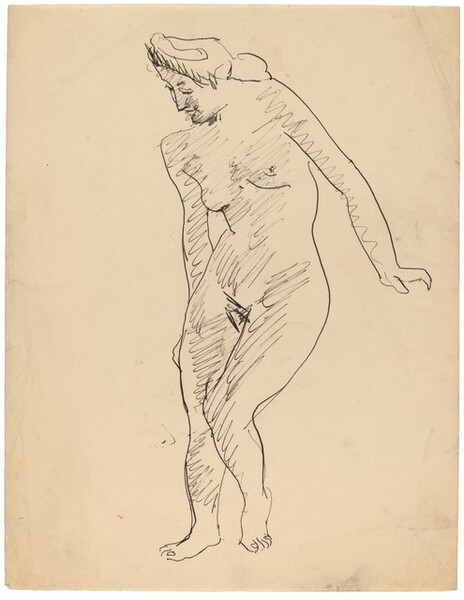 Standing Female Nude with Head Turned Left