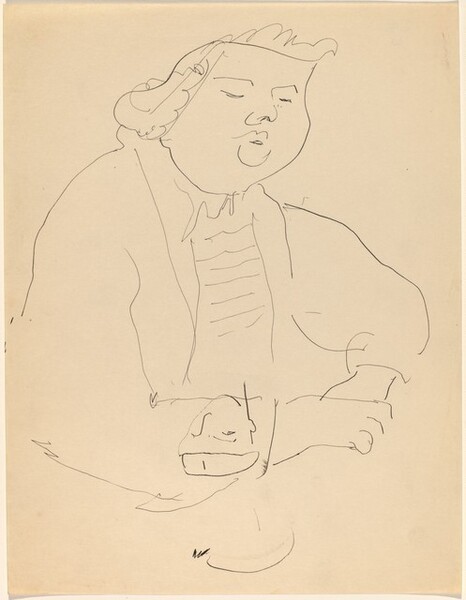 Half-Length Study of a Figure Wearing a Ruffled Collar and Sketch of a Boy