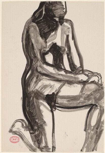 Untitled [female nude kneeling on one knee]