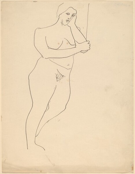 Standing Nude Leaning to the Right, Head Resting on Hand