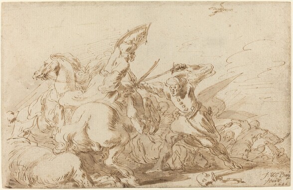 A Battle between Oriental Cavalry and Soldiers