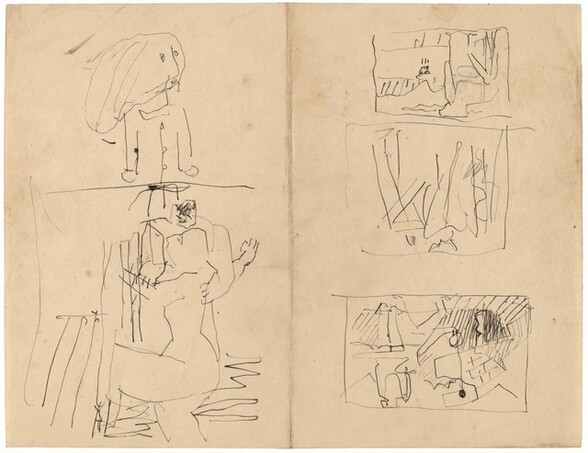 Sheet with Figure Sketches: Youngster; Woman Reaching toward Man; Additional Studies