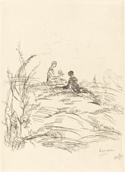 Two Figures Seated on a Hillock