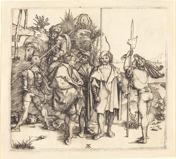 Five Soldiers and a Turk on Horseback