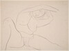 Untitled [female nude stretching while seated] [recto]