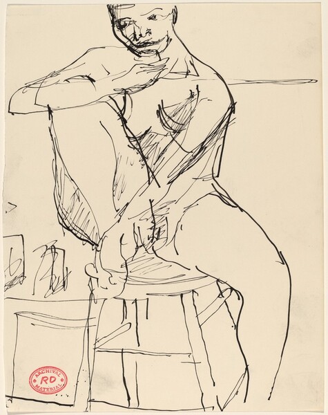 Untitled [nude woman seated on stool]