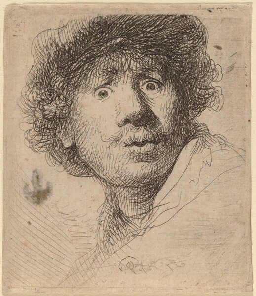 Self-Portrait in a Cap, Open-Mouthed