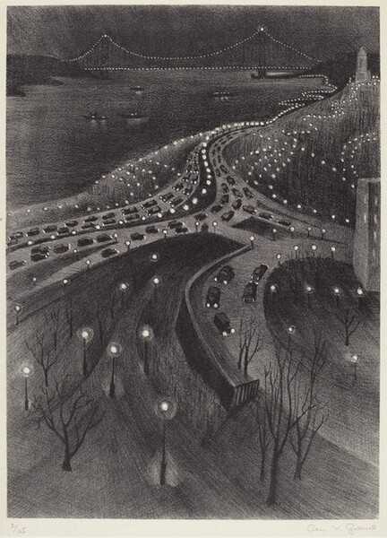 Untitled (nocturne scene of West Side Highway with George Washington Bridge)