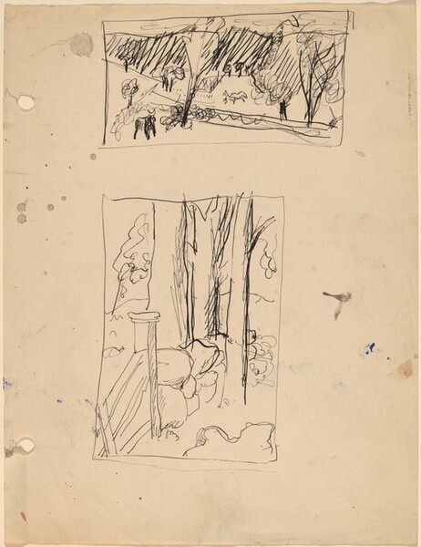 Sheet with Two Landscape Sketches