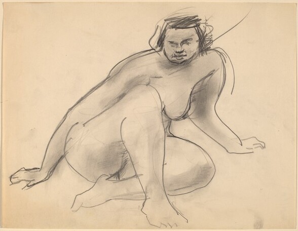 Nude Seated on the Ground, Leaning to the Right, Legs Bent