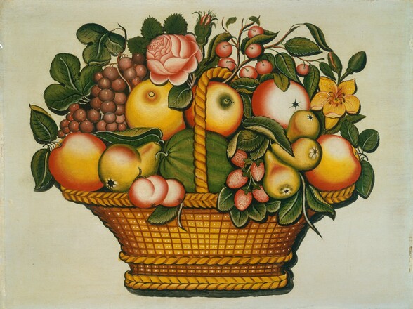 Basket of Fruit with Flowers