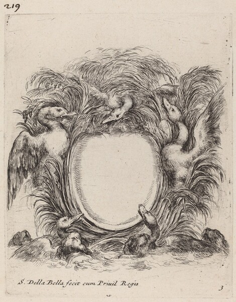 Cartouche with Ducks and Dogs