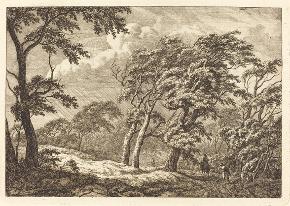Travelers on a Forest Road in a Storm