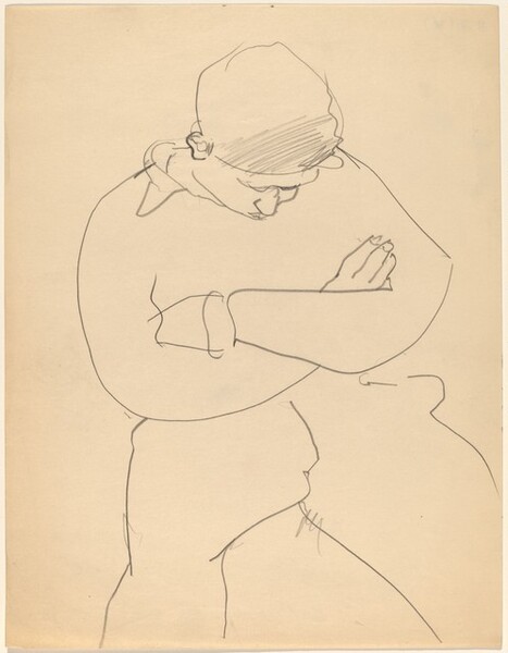 Seated Figure Looking Down, Arms Folded
