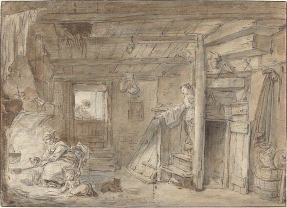 Interior of a Farmhouse with Figures