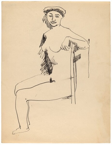 Seated Nude in Straight Back Chair