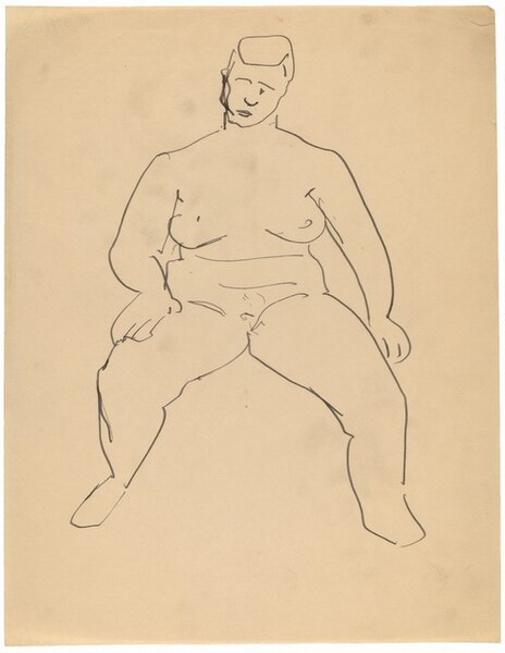 Frontal Nude Seated with Legs Apart