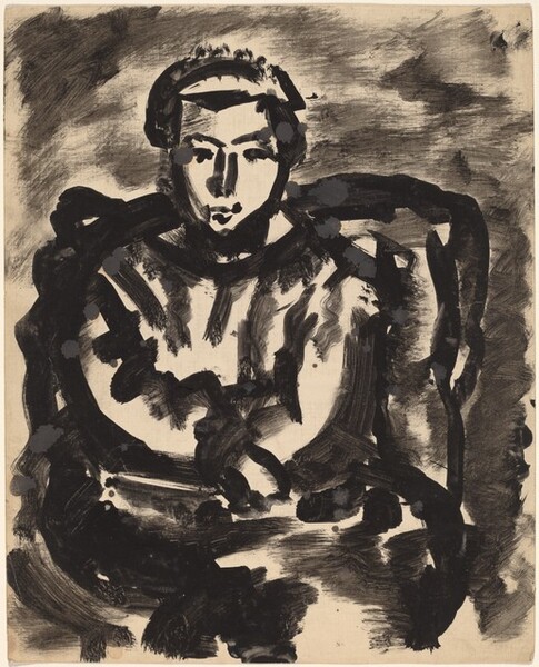 Seated Figure in Armchair with Hands in Lap
